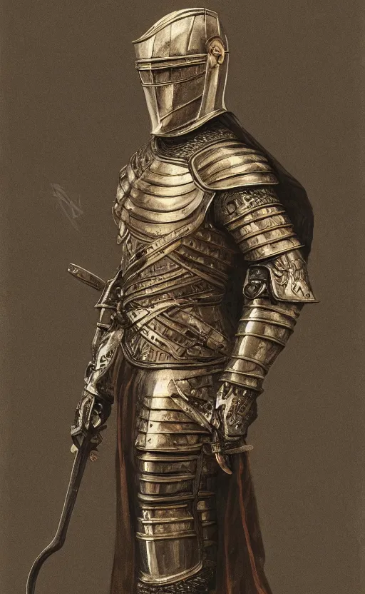 Image similar to knight alain delon, blackened armor, 16th century, traditional corsican, intricate, highly detailed, artstation, illustration, jurgens, rutkowski, bouguereau