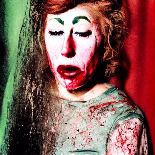 Prompt: horror art, deep bleeding decaying colors!, professional photograph taken by Cindy Sherman