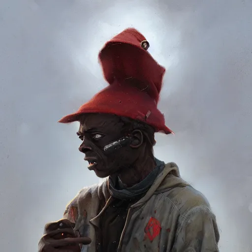 Prompt: Tyrone biggums scratching himself wearing a hobo costume portrait greg rutkowski Dragan Bibin Pete Mohrbacher Raymond Swanlandy stephan matiniere