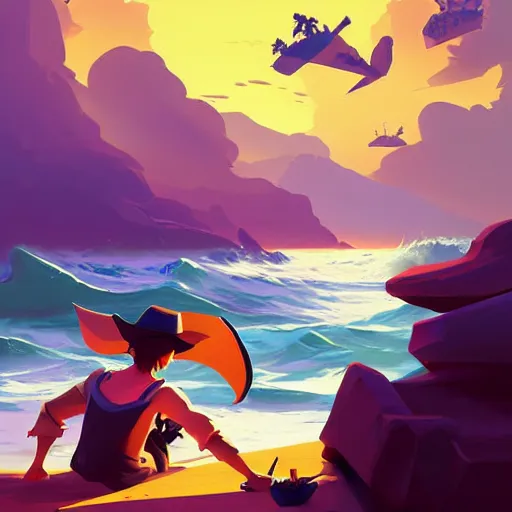 Image similar to painting treasure on sea of thieves game smooth median photoshop filter cutout vector, behance hd by jesper ejsing, by rhads, makoto shinkai and lois van baarle, ilya kuvshinov, rossdraws global illumination