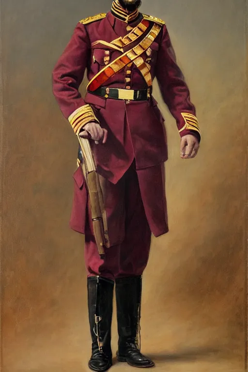 Prompt: full body portrait of the dictator of the sacramento kings, 1 8 8 9, in full military garb, oil on canvas by william sidney mount, trending on artstation