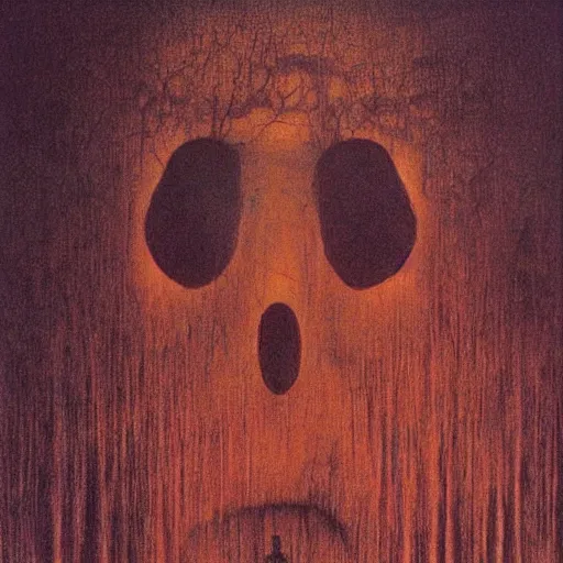 Image similar to scary japanese horror movie by Beksinski