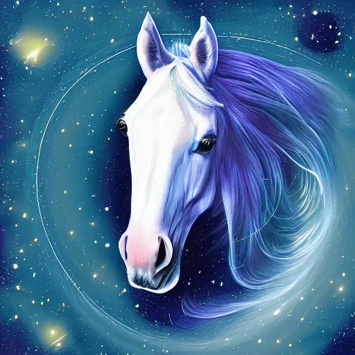 Image similar to horse in space digital art