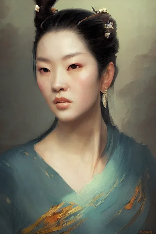 Prompt: princess portrait painted bu huang guang jiang, hgj art, oil painting, sunlit, paint texture, digital painting, highly detailed, artstation, sharp focus, illustration, concept art, ruan jia, charlie bowater, tom bagshaw, norman rockwell
