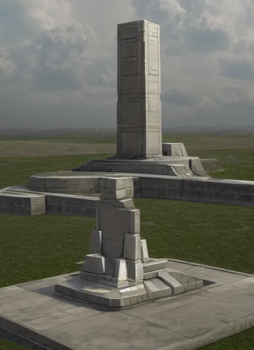 Prompt: highly detailed realistic architecture 3 d render of a futurisctic stele monument made from little atomiums standing near a highway, archdaily, made in unreal engine 4 octane render