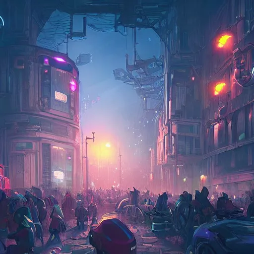 Image similar to mechanical clockwork city, nighttime festival, crowded streets, high fantasy, ultra hi - res, digital art, artstation, by sylvain sarrailh, dominik zdenkovic, and quentin mabille