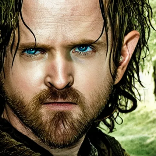 Image similar to Aaron Paul as a hobbit, still from Lord of the Rings