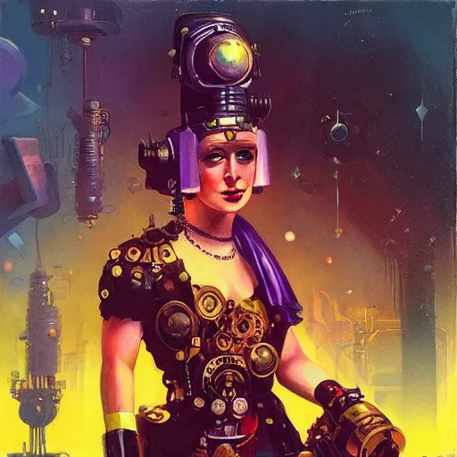 Image similar to steampunk portrait of cyborg queen victoria by paul lehr