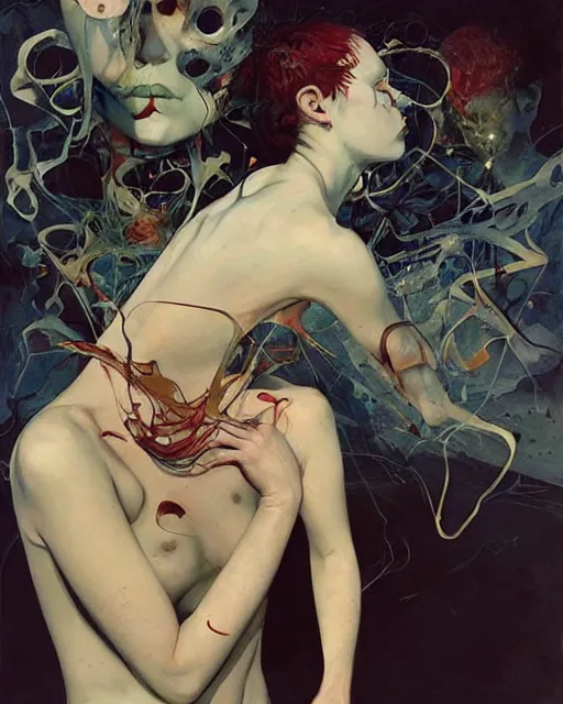 Image similar to human reason can excuse any evil ; that is why it's so important that we don't rely on it. in the style of adrian ghenie, esao andrews, jenny saville, edward hopper, surrealism, dark art by james jean, takato yamamoto