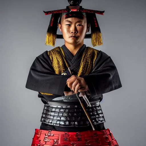 Prompt: portrait of a samurai ready for a battle, sharp focus, detailed eyes, realistic, 8 k n - 4