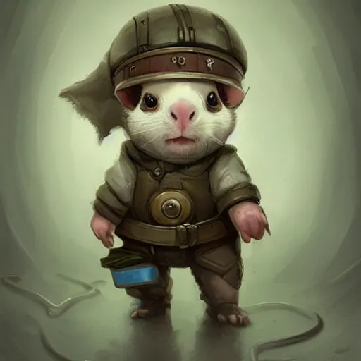 Image similar to cute little anthropomorphic Guinea Pig wearing techwear outfit, ultra wide lens shot , tiny, small, short, cute and adorable, pretty, beautiful, DnD character art portrait, matte fantasy painting, DeviantArt Artstation, by Jason Felix by Steve Argyle by Tyler Jacobson by Peter Mohrbacher, cinematic lighting