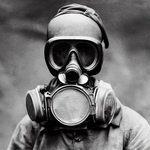Prompt: 8 k uhd portrait from asian guy wear gas mask in 1 9 4 5, uhd details, national geography winning photo contest