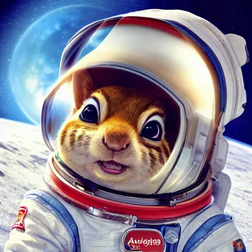 Image similar to an adorable chipmunk in an astronaut suit on the moon, warm lighting with cool shadows, digital painting, detailed, trending on artstation, in the style of dominik mayer thomas dubois, gaston bussiere, 8 k, octane render