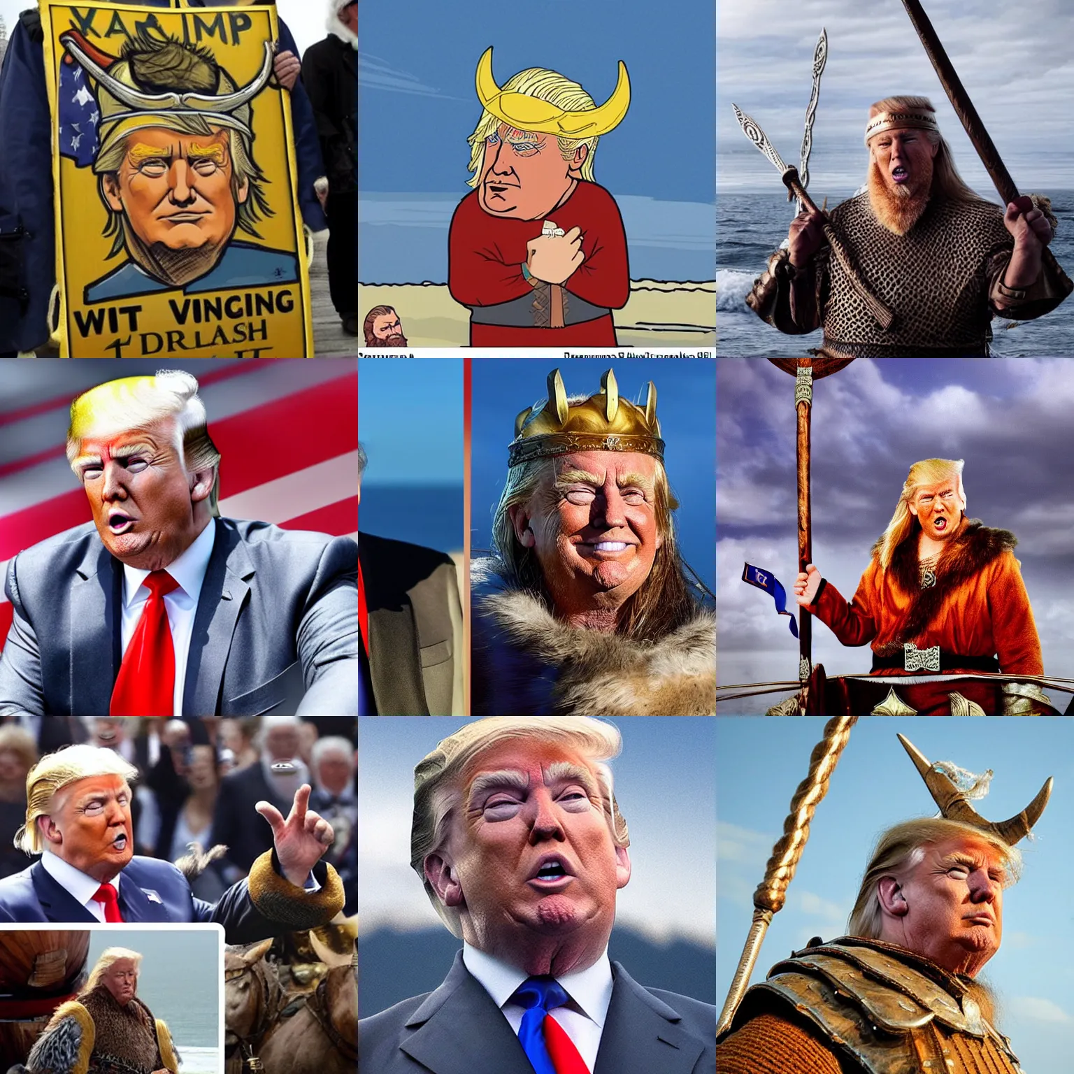 Prompt: donald trump as a viking on sea