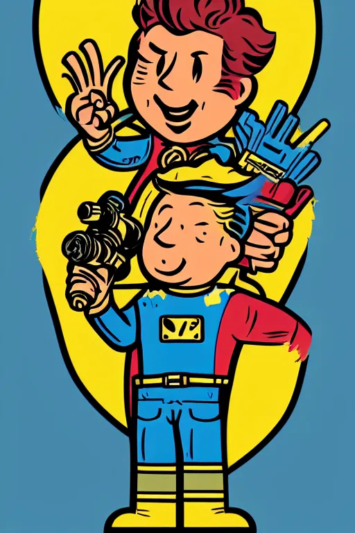 Image similar to fallout 7 6 retro futurist illustration art by butcher billy, sticker, colorful, illustration, highly detailed, simple, smooth and clean vector curves, no jagged lines, vector art, smooth andy warhol style