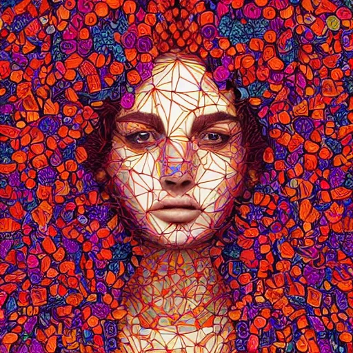 Prompt: the portrait of an unbelievably beautiful and sophisticated young woman made up of peppers looking up, an ultrafine detailed illustration by james jean, intricate linework, bright colors, final fantasy, behance contest winner, vanitas, angular, altermodern, unreal engine 5 highly rendered, global illumination, radiant light, detailed and intricate environment