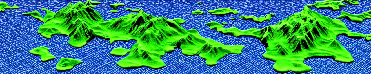 Image similar to retro sci-fi alien world 3d topographical map