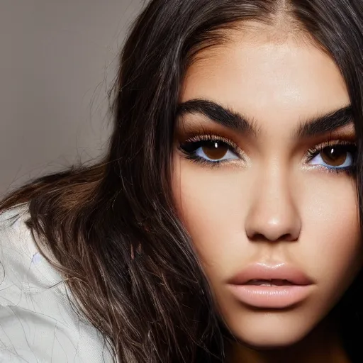 Image similar to 4k,ultra detailed portrait of Madison Beer by Rachel Ruysch