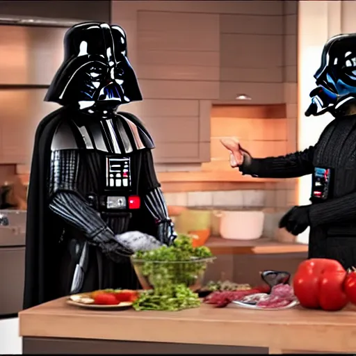 Prompt: darth vader on a cooking show, hd, 4 k, intricate detail