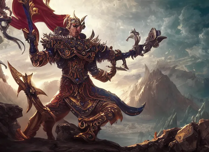 Image similar to the emperor from major arcana, concept art, digital illustration, trending on artstation, intricate details, epic composition, sharp focus, 8 k uhd, masterpiece, league of legends splash art