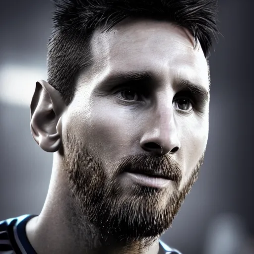 Image similar to Messi profile photo, close up, detailed, 4k, realistic textures