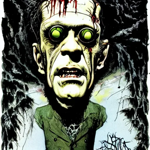 Image similar to frankenstein by ralph steadman