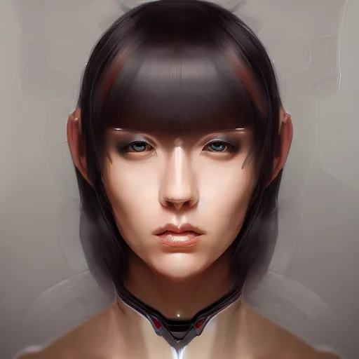 Prompt: portrait of female android, artstation