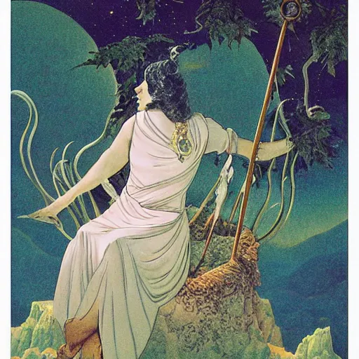 Image similar to baba yaga in the style of maxfield parrish