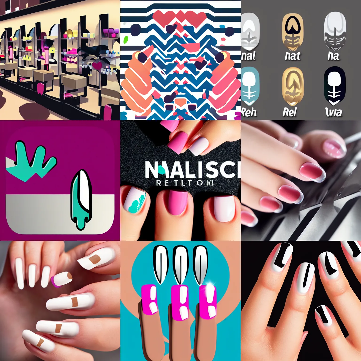 Prompt: icon for a nail store called nailedit it includes a finger with a nail in it