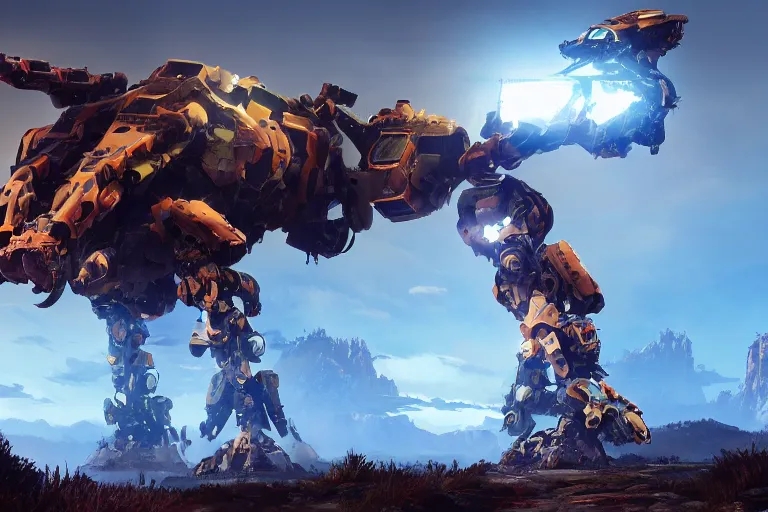 Image similar to shell - walker machine mecha animal beast robot of horizon forbidden west horizon zero dawn bioluminiscence global illumination ray tracing hdr fanart arstation by sung choi and eric pfeiffer and gabriel garza and casper konefal