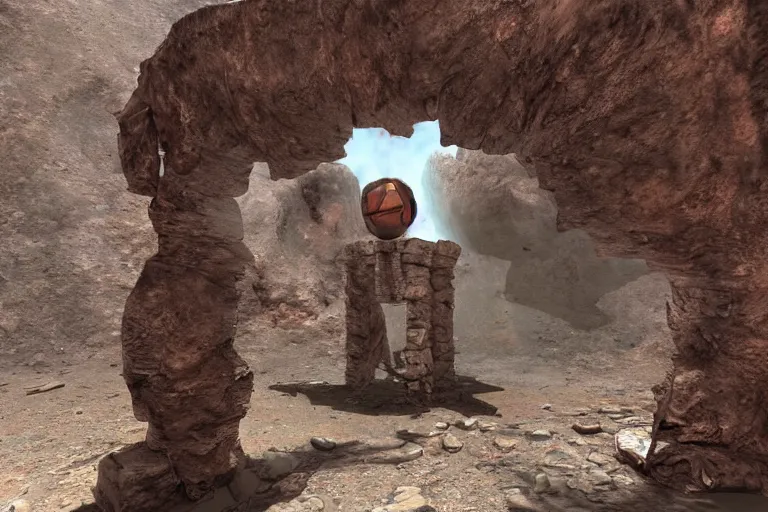 Image similar to opening a portal in the ruins on mars, portal, gate, dimension, in the 4 0 th millenia, arstation