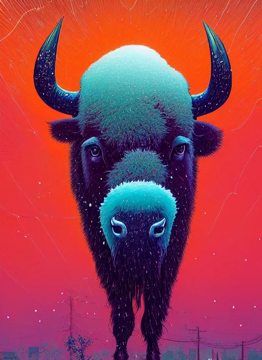 Prompt: symmetry!! stunning portrait of a buffalo on the street covered in flour, by victo ngai, kilian eng vibrant colors, dynamic lighting, digital art, winning award masterpiece, fantastically beautiful, illustration, aestheticly inspired by beksinski and dan mumford, upscale with simon stalenhag work, artstation, 8 k