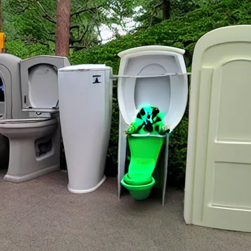 Image similar to toilets populated by yoda's