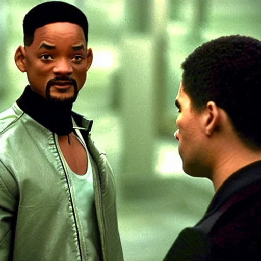 Prompt: will smith as neo in the matrix