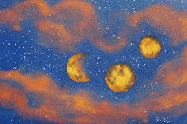 Image similar to moon eclipse at night, art in the style of adriana molder