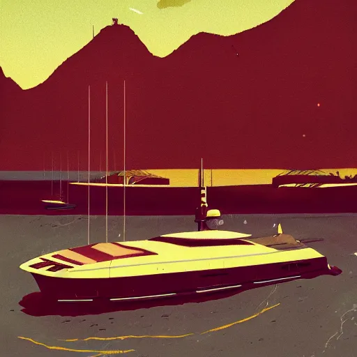 Image similar to yachting club by simon stalenhag