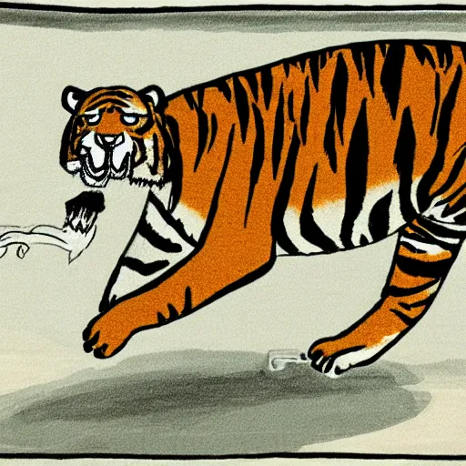 Prompt: “a cartoon of a tiger exercising”