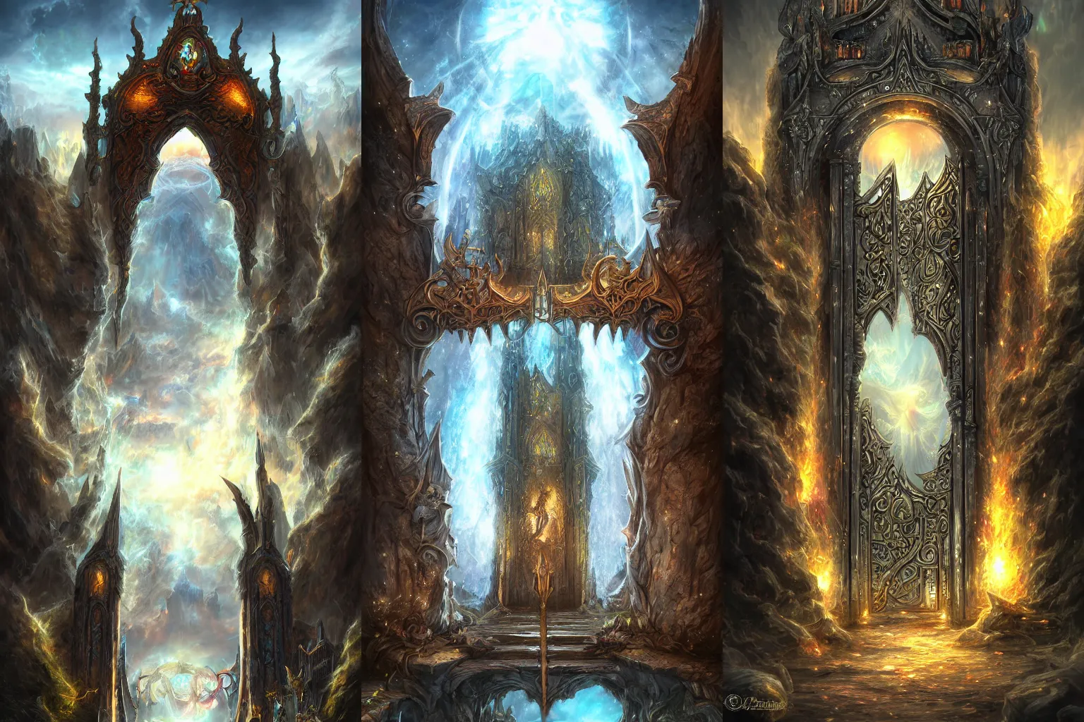 Prompt: The gate to the eternal kingdom of mages fantasy, digital art, HD, detailed.