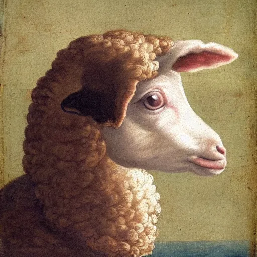 Prompt: Renaissance painting portrait of a a lamb