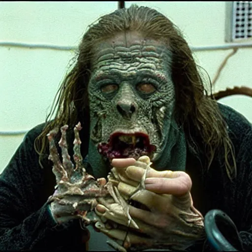 Prompt: blasphemous vile creature from The Thing, Cronenberg, Greg nicotero, Tom savini the Wicked witch, eating a human disgustingly