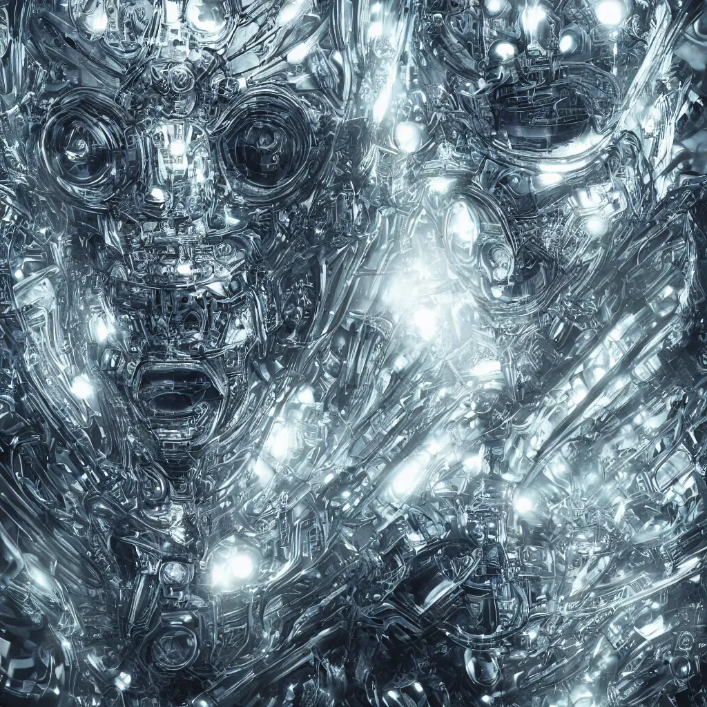 Prompt: an insanely detailed cibernetic artwork of a futuristic artificial intelligence superstar, extremely detailed, centered image, perfectly symmetrical alien face, with frames made of detailed fractals, octane render, 4k, insanely detailed, detailed grid as background, photorealistic digital art, hyper realism, high detail, cgi