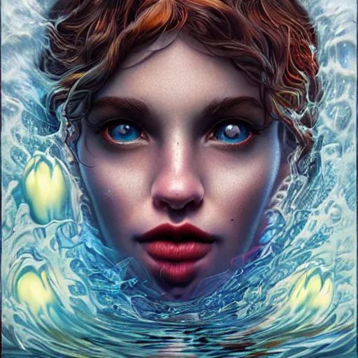 Prompt: a water elemental portrait, Pixar style by Tristan Eaton Stanley Artgerm and Tom Bagshaw