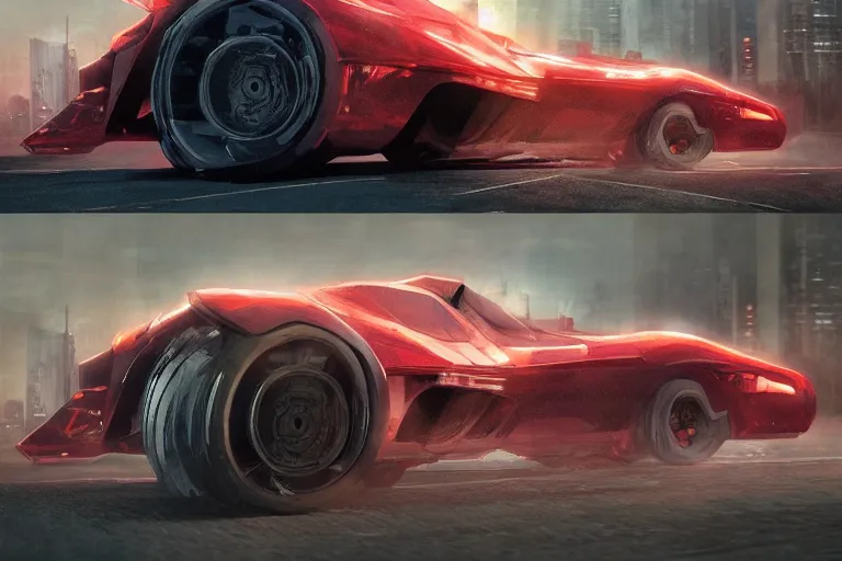 Image similar to concept art of vehicles from the movie akira inspired by liam wong, high octane render, trending on cgsociety, displacement mapped