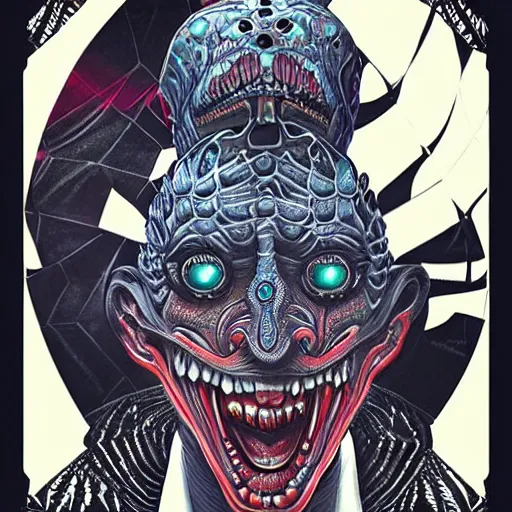 Image similar to giger fractal spider joker alien, by tristan eaton stanley artgerm and tom bagshaw.