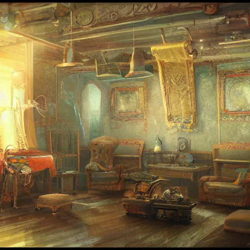 Prompt: detailed painting of a minoru nomata interior, ornaments, artstation, cinematic