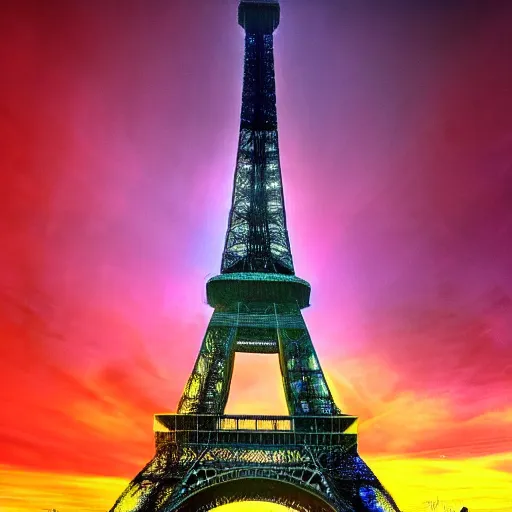 Image similar to Futuristic Eiffel tower, fantasy, HDR photo, super detailed