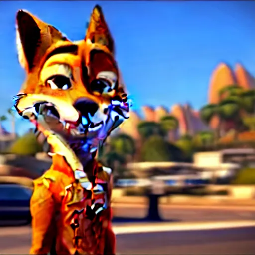 Image similar to Nick Wilde (from Zootopia) in a Grand Theft Auto: San Andrea loading screen