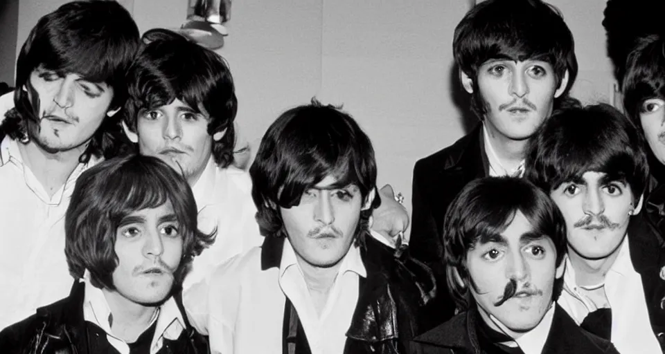 Prompt: Johnny Depp as a member of the Beatles