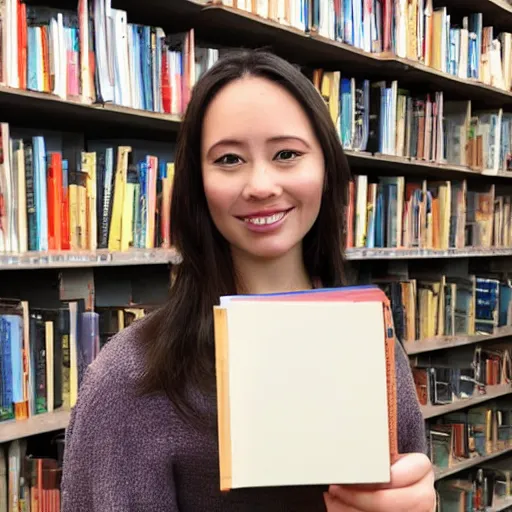 Prompt: selfie taken with a book