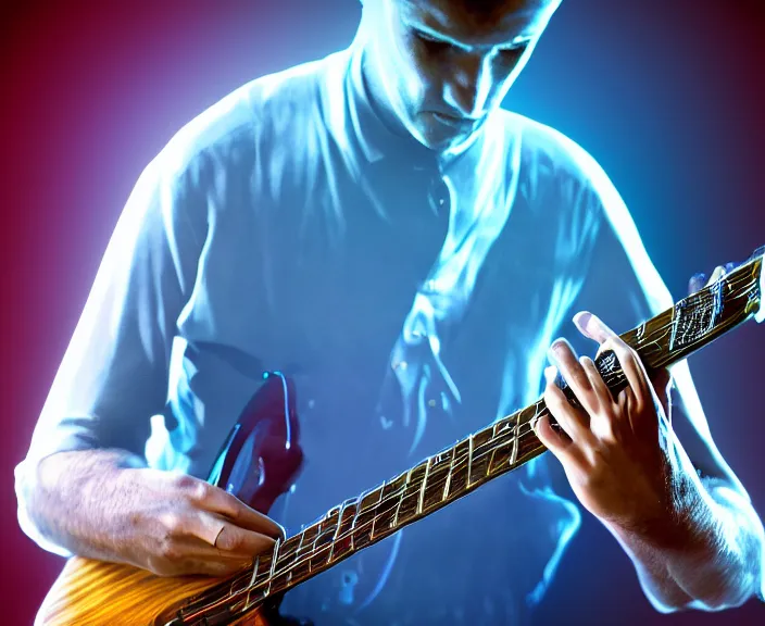 Image similar to Guitarist Transforming into a Liquid, 4K, HD, Digital Art